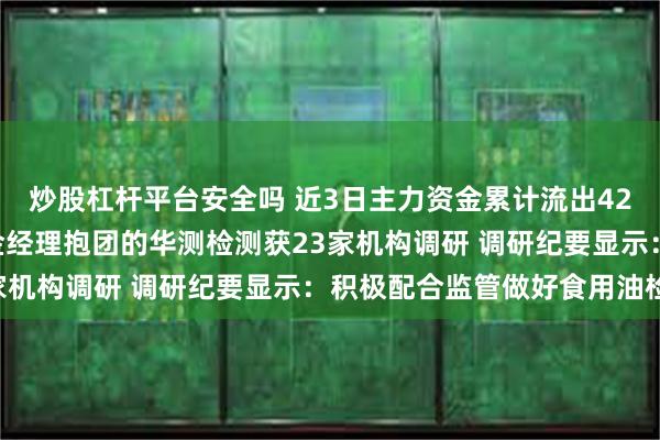 炒股杠杆平台安全吗 近3日主力资金累计流出4218.75万元!明星基金经理抱团的华测检测获23家机构调研 调研纪要显示:积极配合监管做好食用油检测