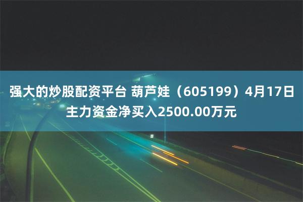 强大的炒股配资平台 葫芦娃（605199）4月17日主力资金净买入2500.00万元