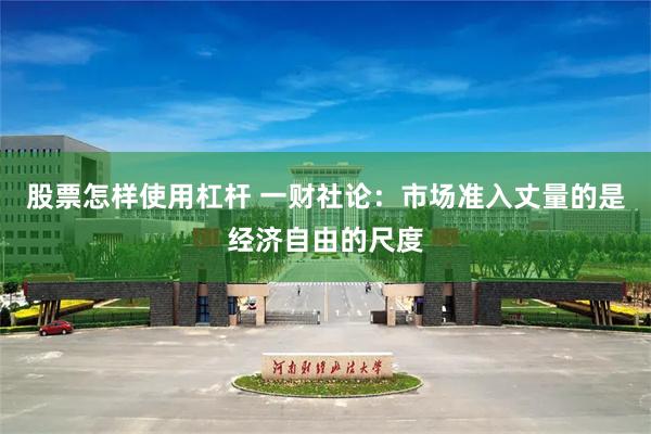 股票怎样使用杠杆 一财社论:市场准入丈量的是经济自由的尺度