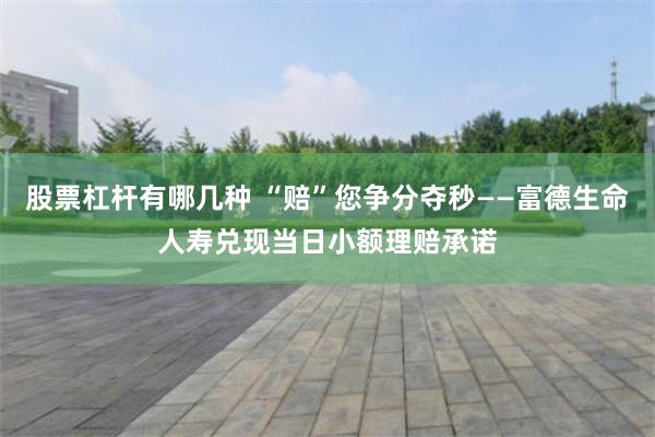 股票杠杆有哪几种 “赔”您争分夺秒——富德生命人寿兑现当日小额理赔承诺