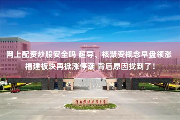 网上配资炒股安全吗 超导、核聚变概念早盘领涨 福建板块再掀涨停潮 背后原因找到了！