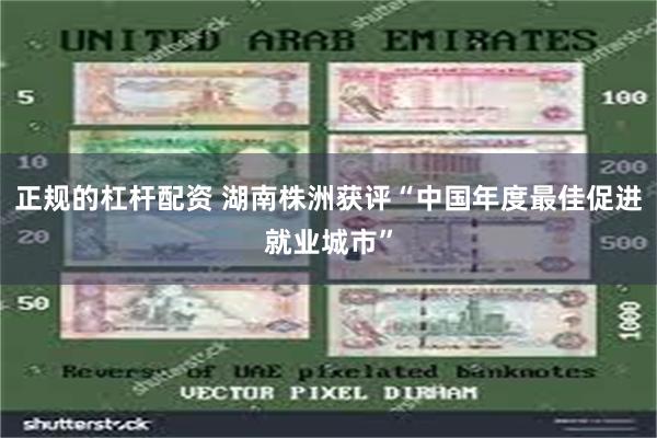 正规的杠杆配资 湖南株洲获评“中国年度最佳促进就业城市”